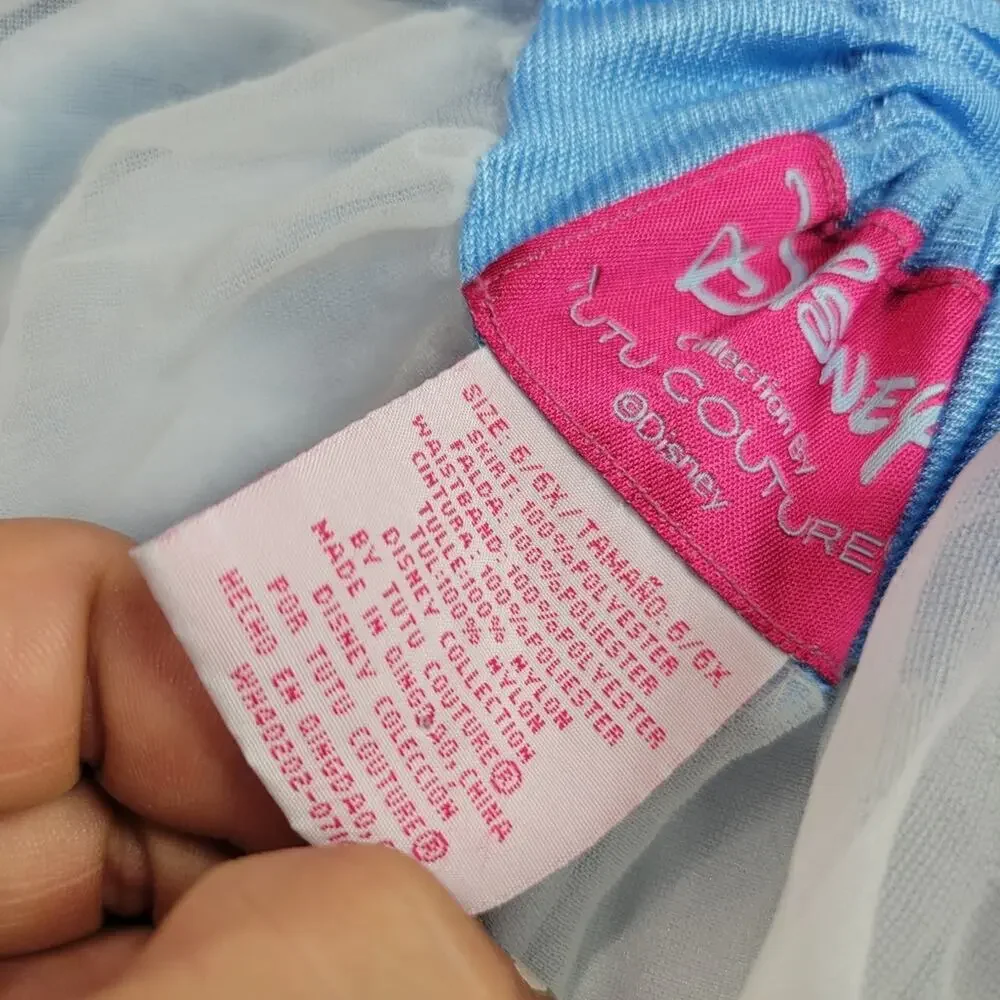 Disney Couture Cinderella Tutu Skirt Girls Size 6 Blue Full Circle Heel All Over